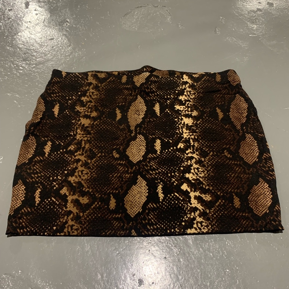 Express mini skirt snake skin print brown tan